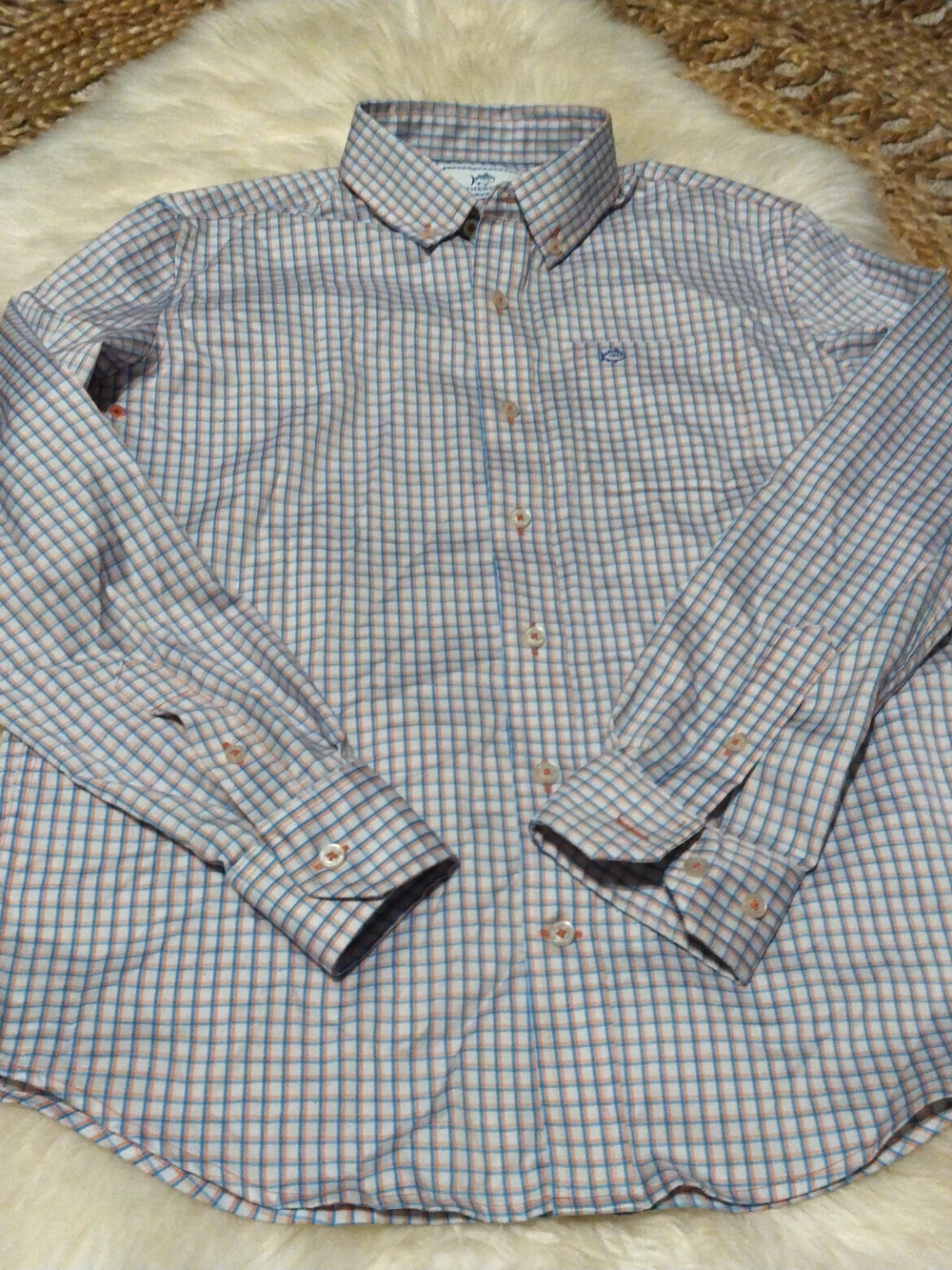 Southern Tide Boys Intercoastal Plaid Button-Down Shirt - Size L (12-14)